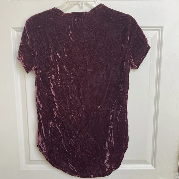 Bella Dahl Crushed Velvet Purple V Neck Tee - Picture 5 of 6